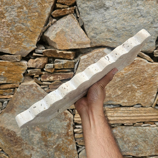 Wave Tray - Scalloped Travertine Rectangular Tray