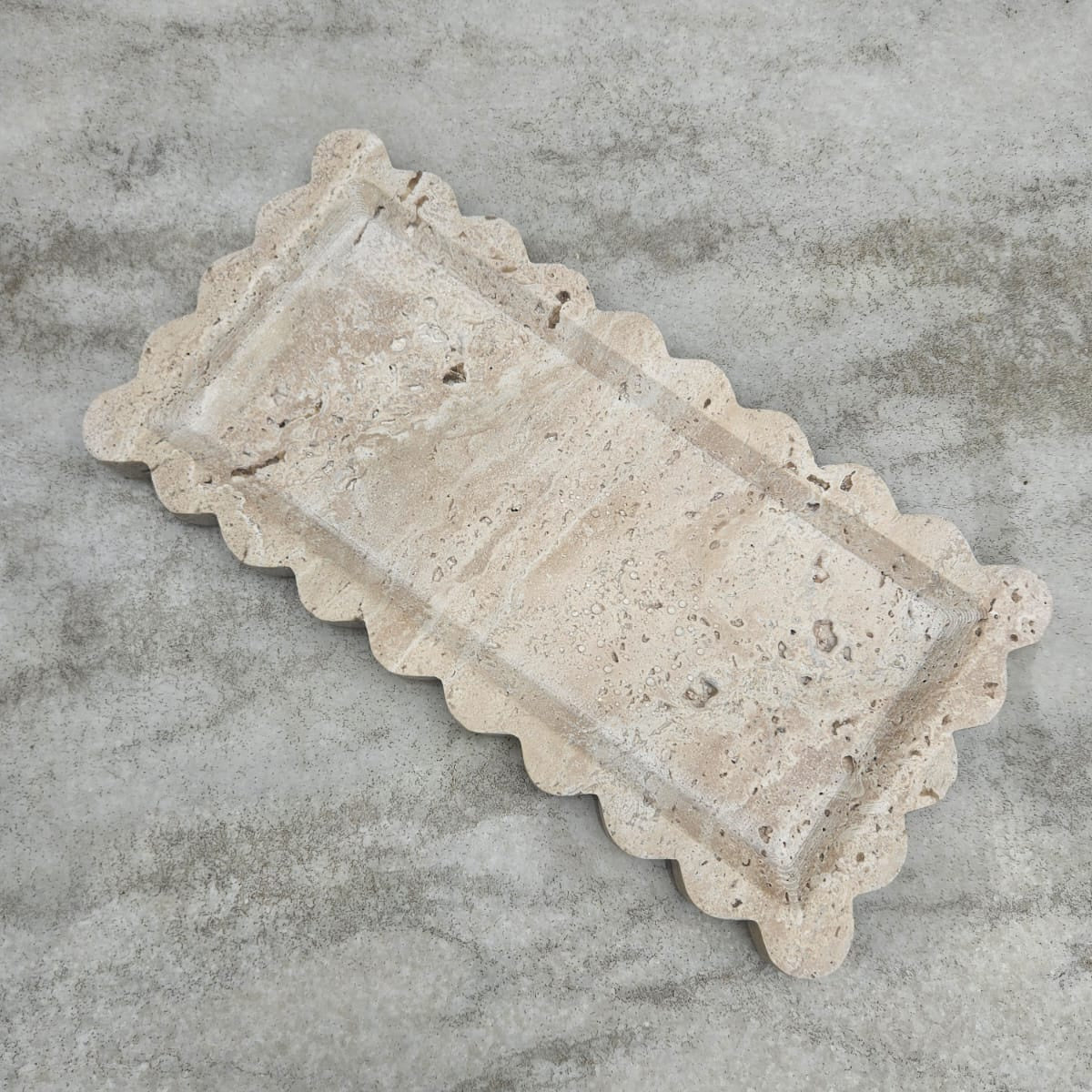 Wave Tray - Scalloped Travertine Rectangular Tray