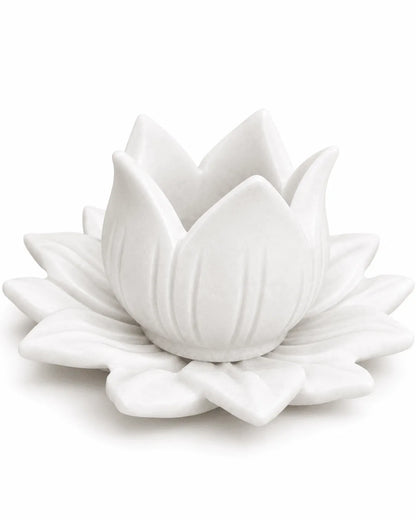 Marble Lotus Tealight Holder with Petal Base