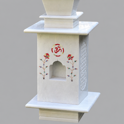 Inlay Work Marble Tulsi Pot